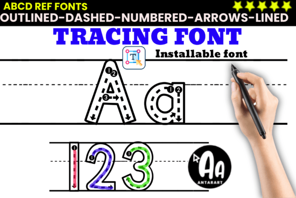 Dashed Outlined Arrows Lined Font for Education