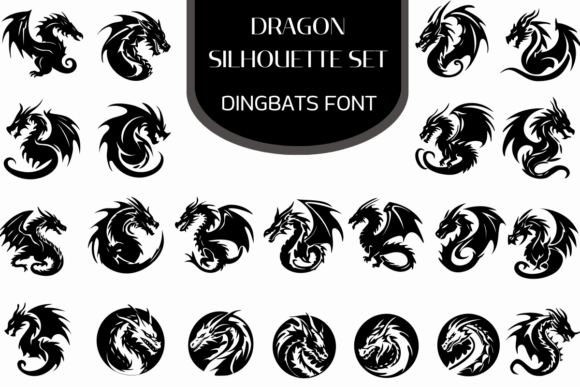 Dragon Silhouette Set: Mythical Icons for Epic Designs